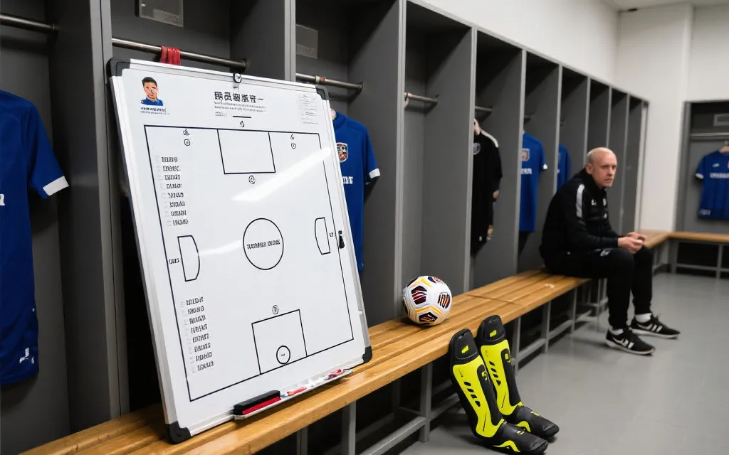战术板与球员名单并置的画面，象征教练用人逻辑与青训产出
